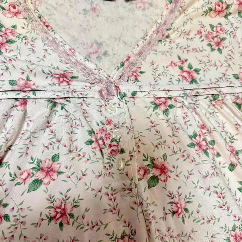 Vintage Emma C Nightgown - XL - Floral Cottagecore Sleepwear